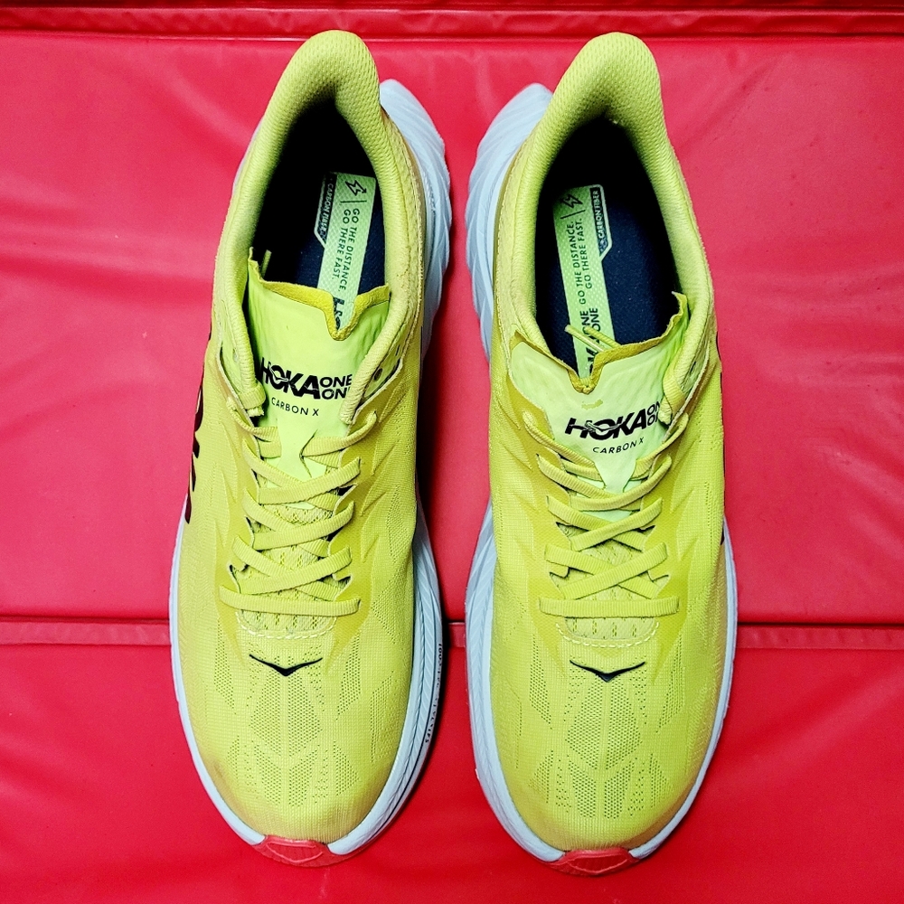 Hoka One One Carbon X2  Vibrant Yellow Men's Performance Running Shoes size 11.5 - Picture 6 of 10